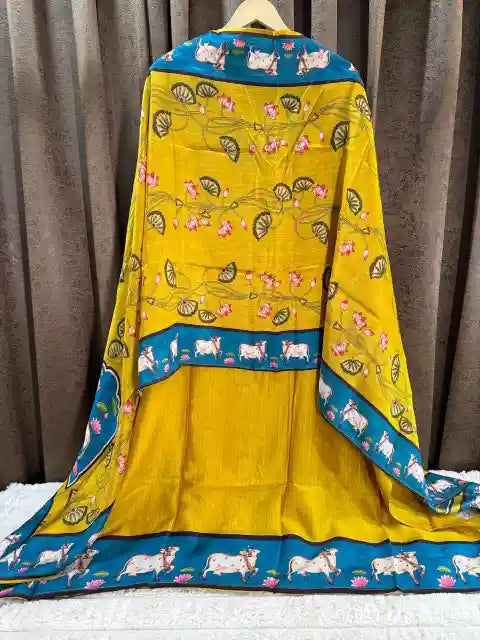 Pichwai Russian Silk Designer Suit Set