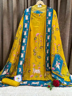 Pichwai Russian Silk Designer Suit Set