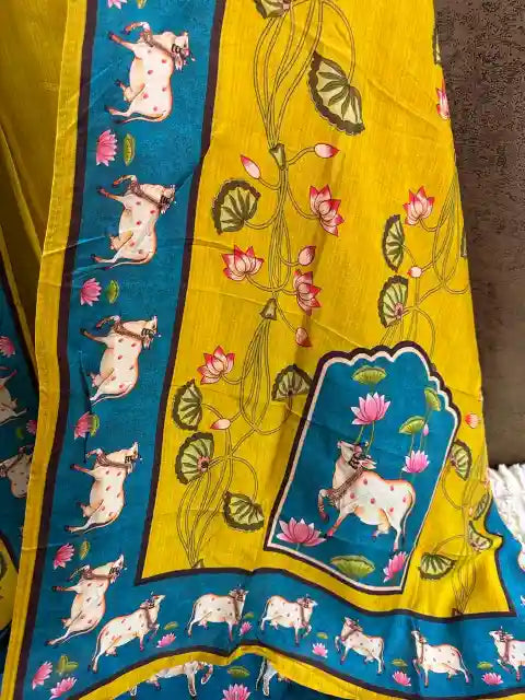 Pichwai Russian Silk Designer Suit Set