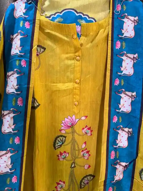 Pichwai Russian Silk Designer Suit Set
