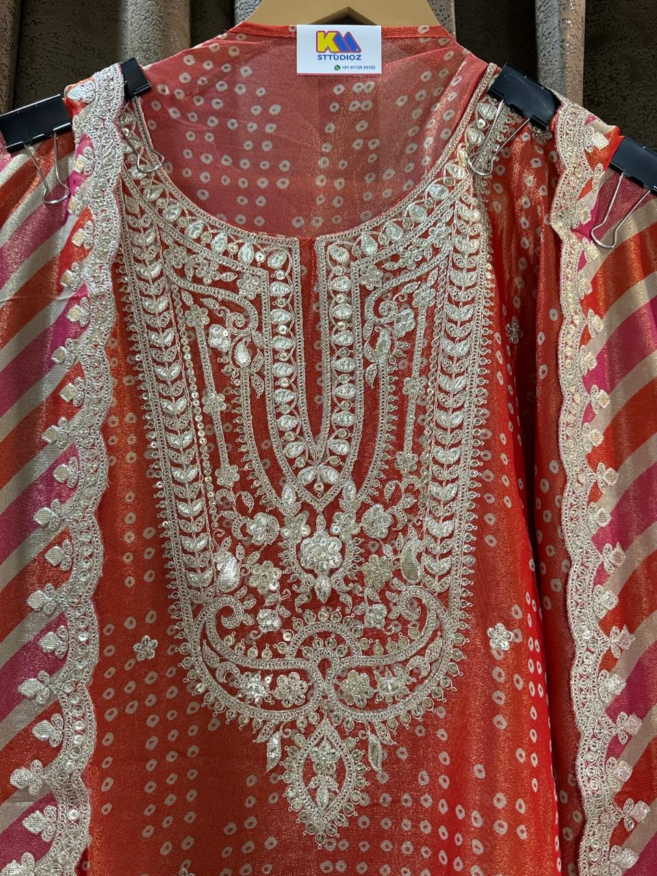 Festive Bandhani × Leheriya Designer Suit