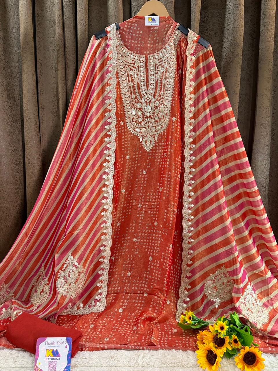 Festive Bandhani × Leheriya Designer Suit