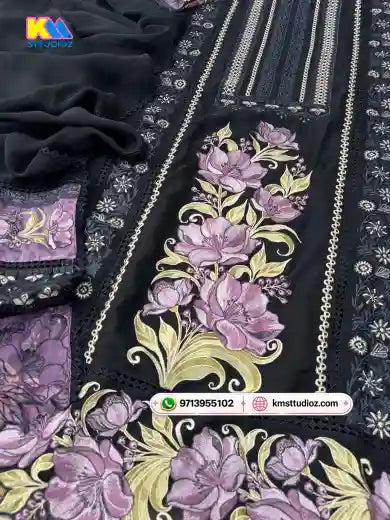 Pakistani Semi Organza Parsi Embroidered Suit Set