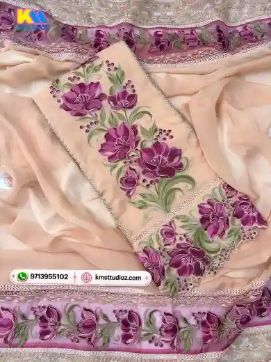 Pakistani Semi Organza Parsi Embroidered Suit Set