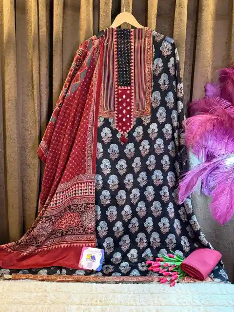 Premium Ajrakh Mashru Silk Heritage Suit Set