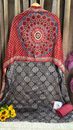 Premium Mashru Silk with authentic Ajrakh hand-block print