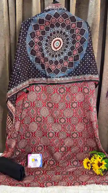 Ajrakh Mashru Silk Heritage Designer Suit Set