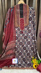 Product Title Ajrakh Mashru Silk Heritage Designer Suit Set