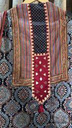 Premium Mashru Silk with authentic Ajrakh hand-block print