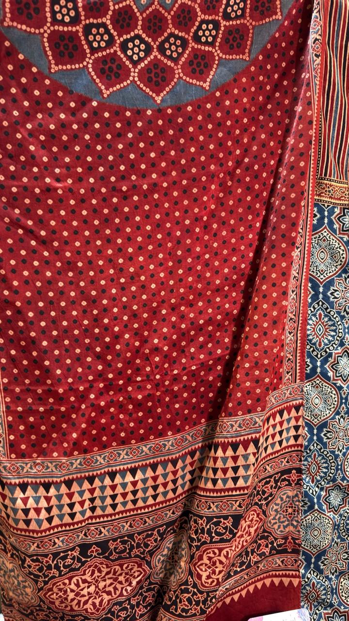 Ajrakh Mashru Silk Heritage Designer Suit Set