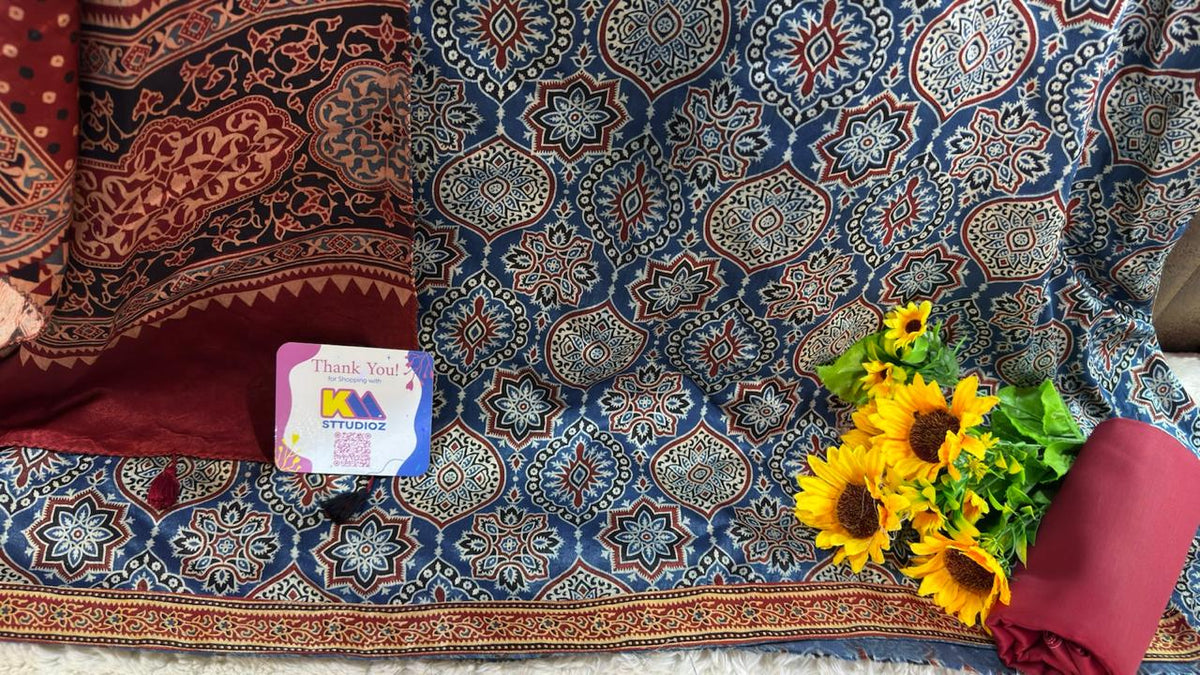 Ajrakh Mashru Silk Heritage Designer Suit Set