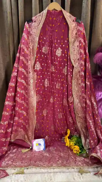 Bandhani Dola Silk Banarasi Designer Suit Set