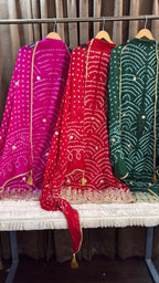 Red Bandhani Designer Suit Set