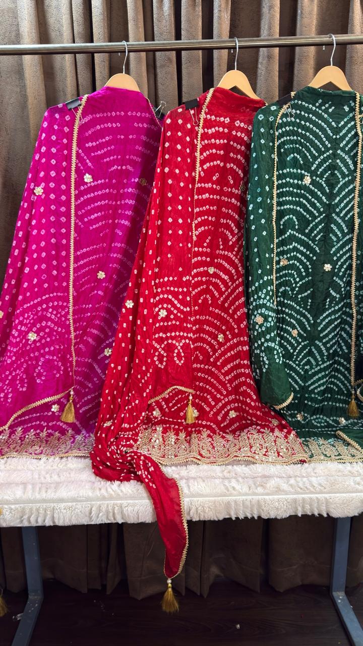 Hot Rani Pink Bandhani  Designer Suit Set