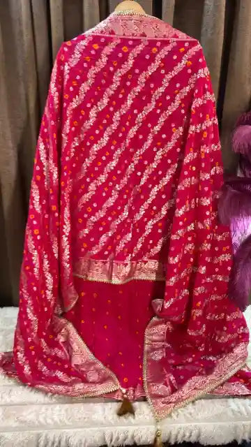 Bandhani Dola Silk Banarasi Designer Suit Set