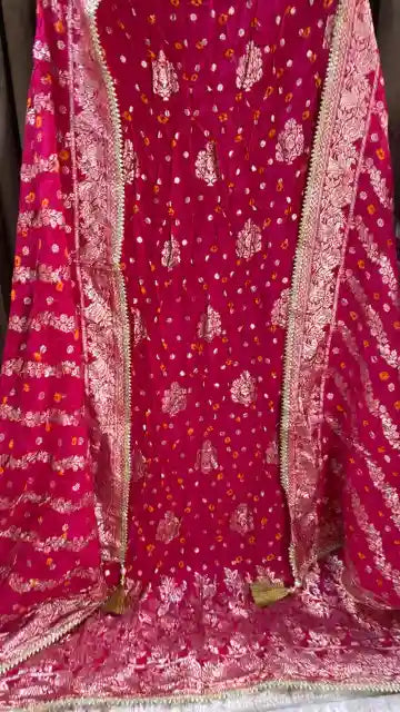 Bandhani Dola Silk Banarasi Designer Suit Set