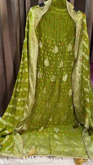 Bandhani Dola Silk Banarasi Designer Suit Set