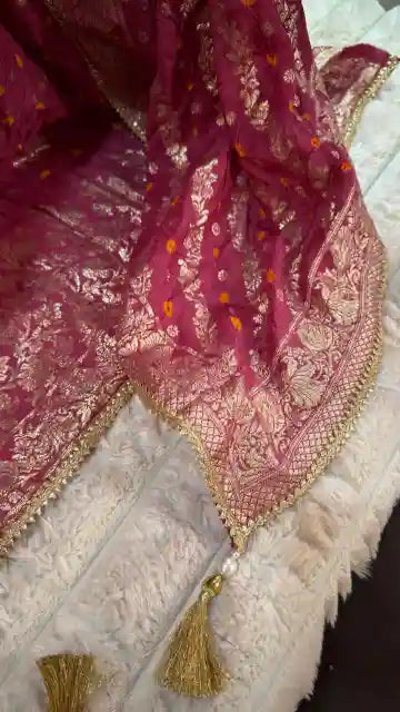 Bandhani Dola Silk Banarasi Designer Suit Set
