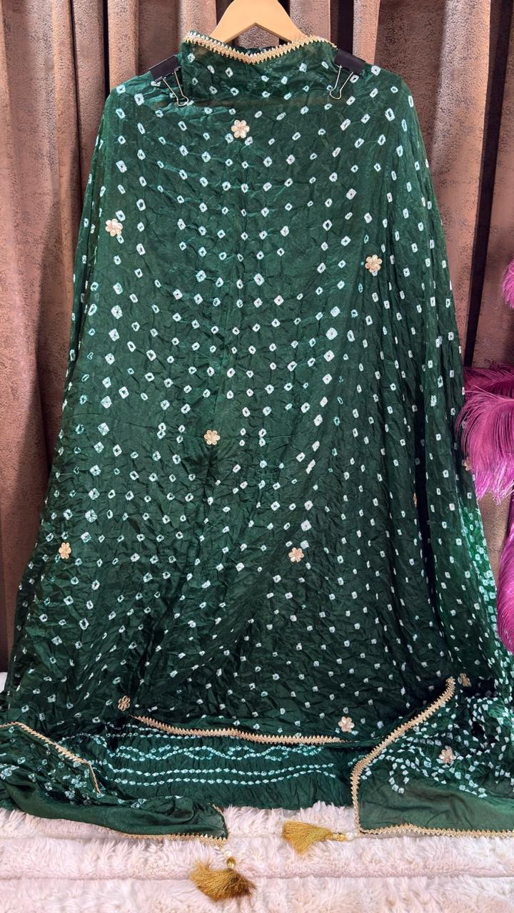 Bottle Green bandhani Designer Suit Set