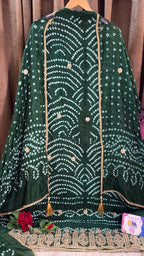 Bottle Green bandhani Designer Suit Set