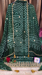 Bottle Green bandhani Designer Suit Set