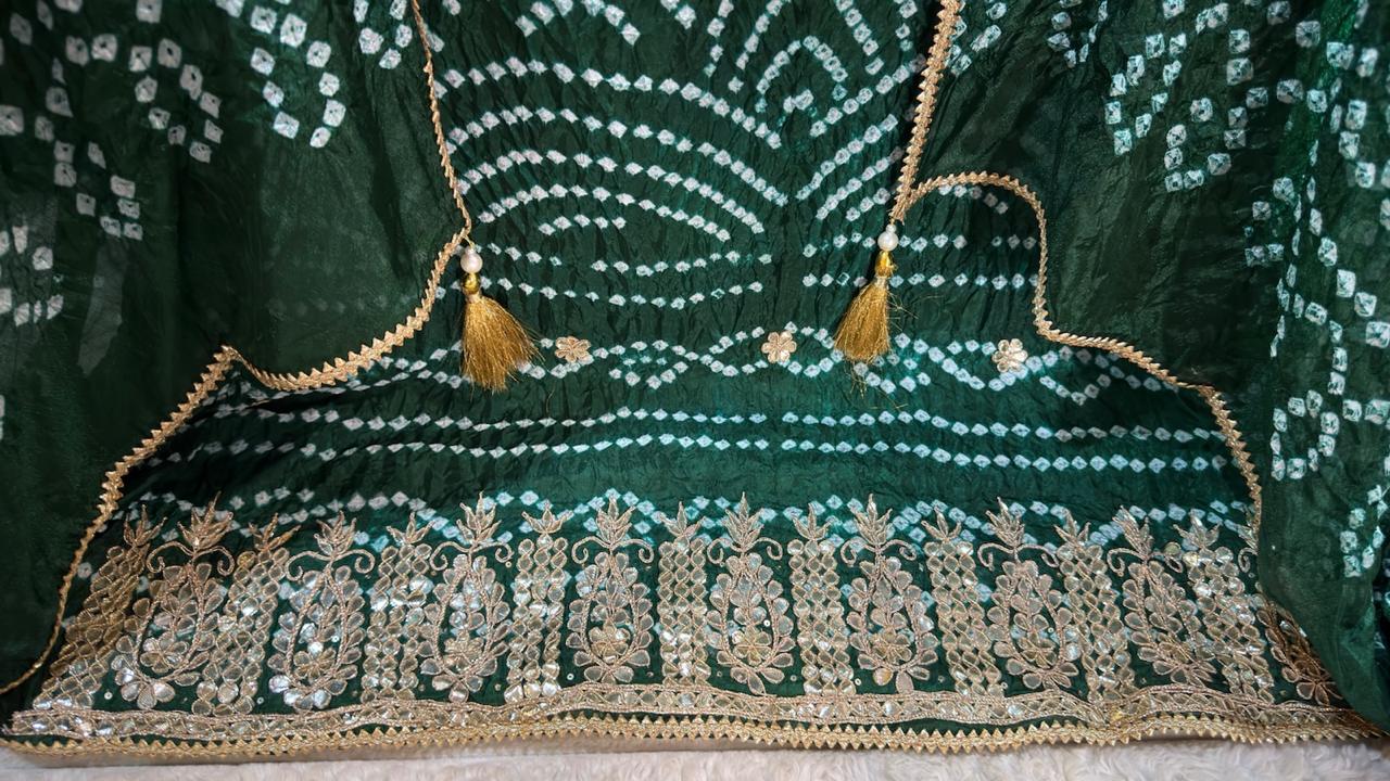 Bottle Green bandhani Designer Suit Set