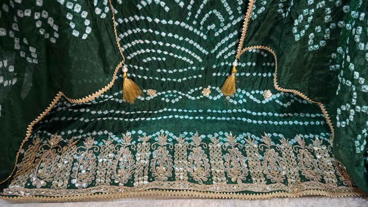 Bottle Green bandhani Designer Suit Set