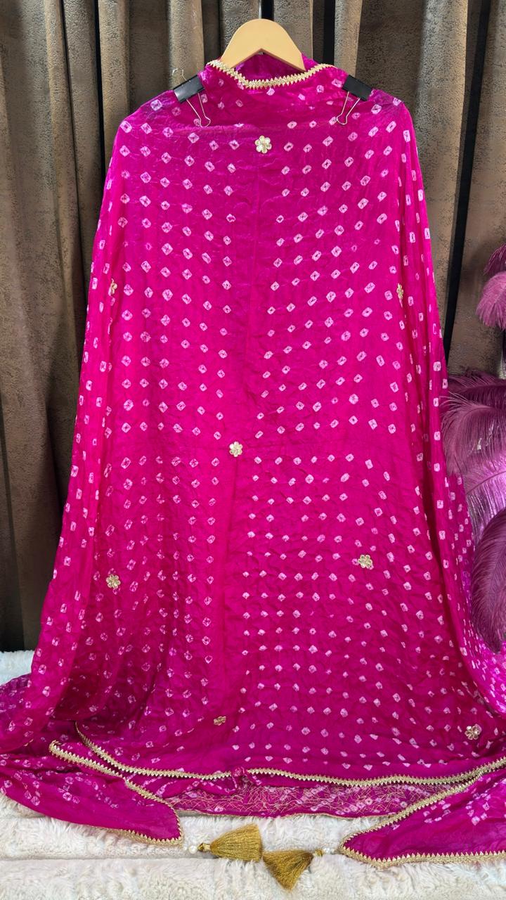 Hot Rani Pink Bandhani  Designer Suit Set
