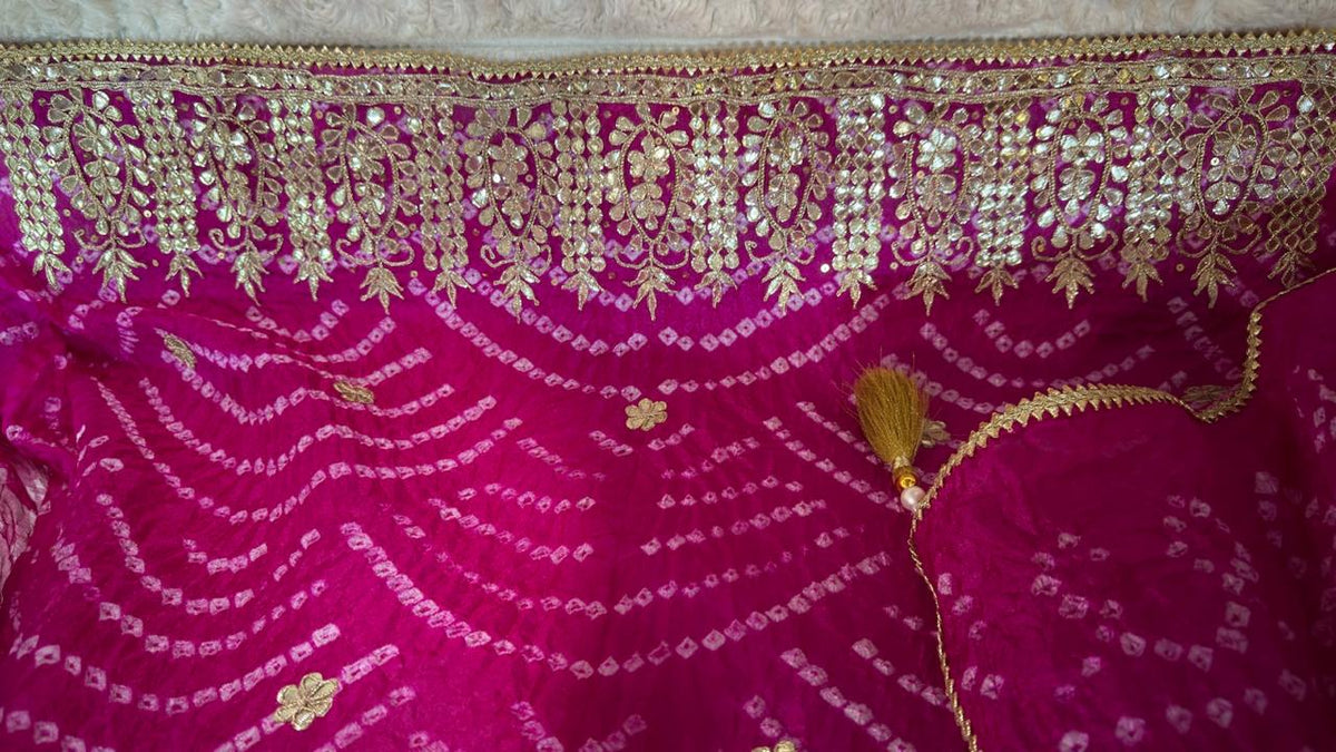 Hot Rani Pink Bandhani  Designer Suit Set
