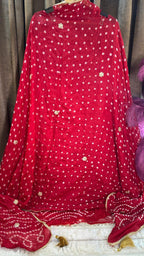 Red Bandhani Designer Suit Set