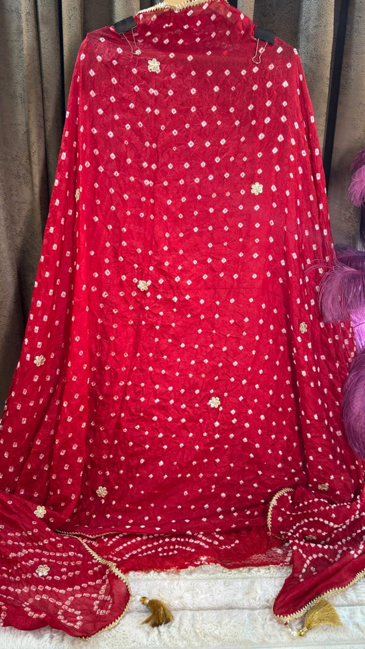 Red Bandhani Designer Suit Set