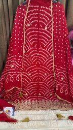 Red Bandhani Designer Suit Set