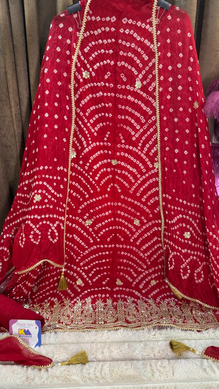 Red Bandhani Designer Suit Set