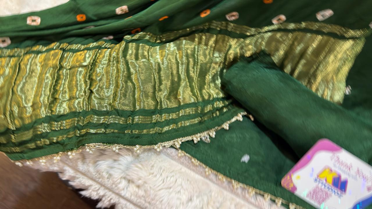 Emerald Green Bird Motif Silk Designer Suit Set