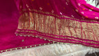 Hot rani pink Bird Motif Gajji Silk Designer Suit Set