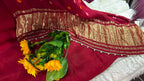 Deep ruby red Bird Motif Silk Designer Suit Set