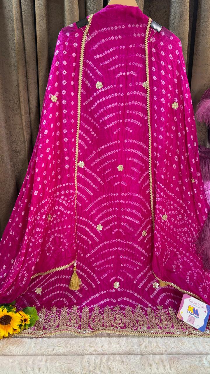Hot Rani Pink Bandhani  Designer Suit Set