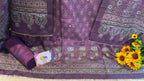 Royal Plum Raw Silk Jaipuri Print Designer Suit Set
