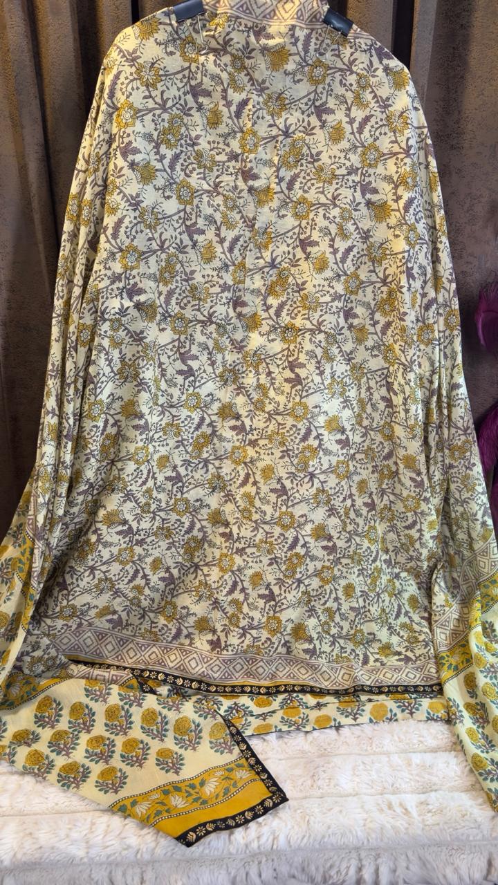 Pure Cotton Jaipuri Hand Block Print Designer Suit Set
