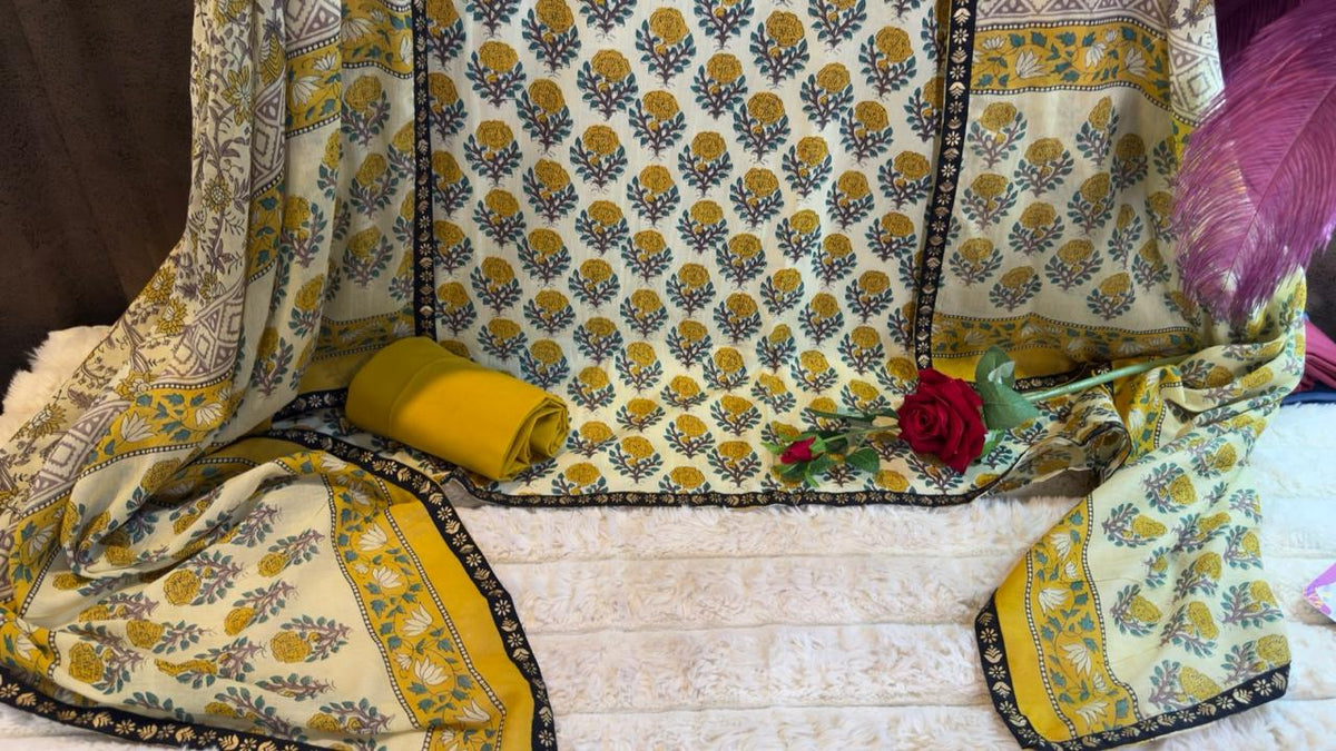 Pure Cotton Jaipuri Hand Block Print Designer Suit Set