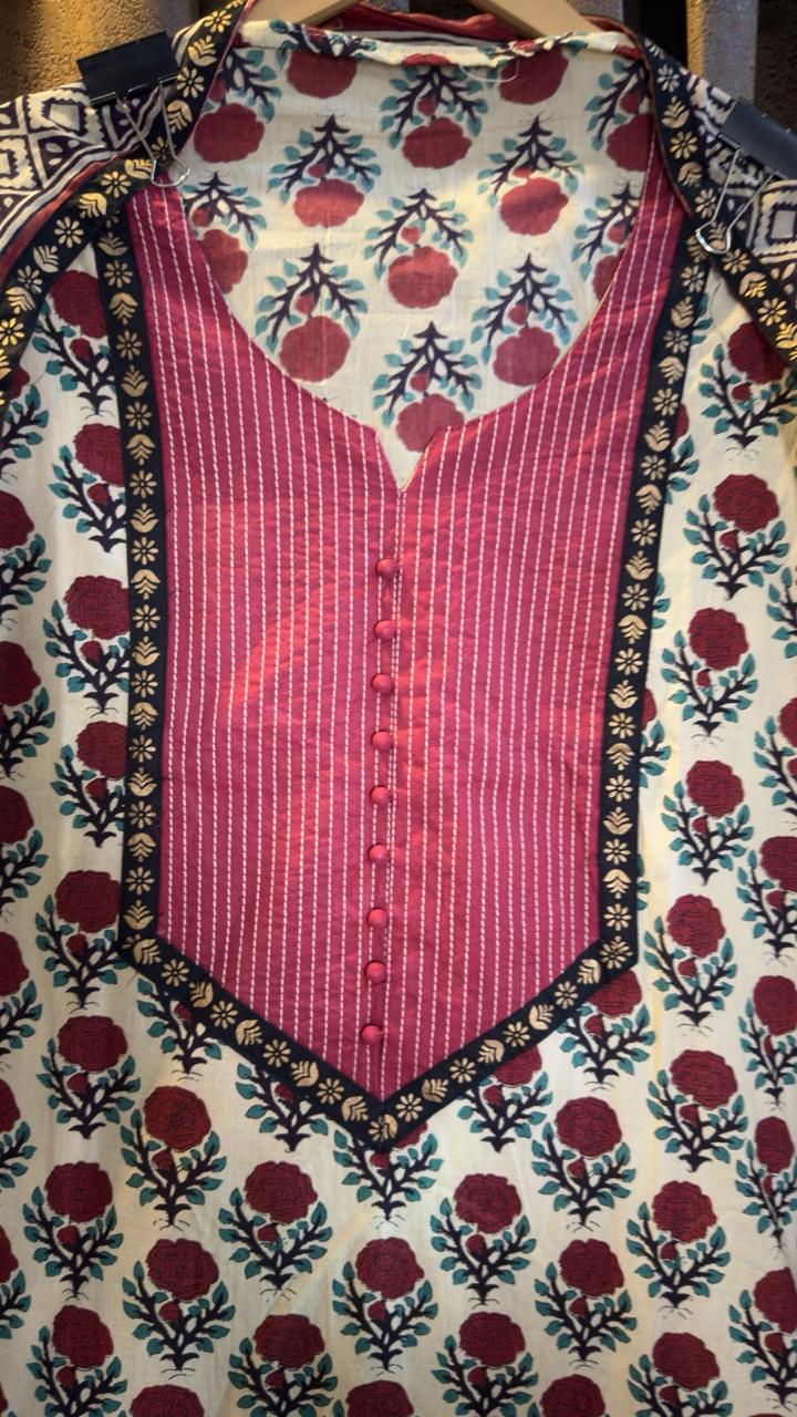 Pure Cotton Jaipuri Hand Block Print Designer Suit Set