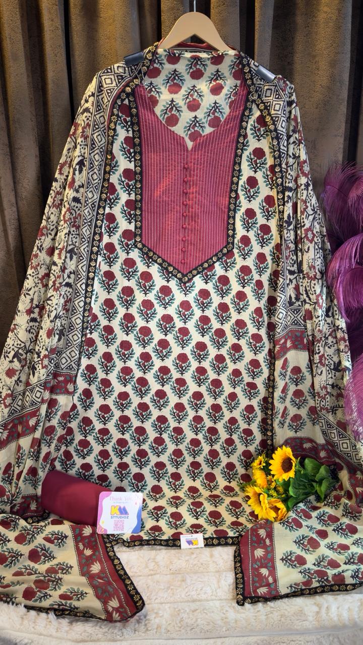 Pure Cotton Jaipuri Hand Block Print Designer Suit Set