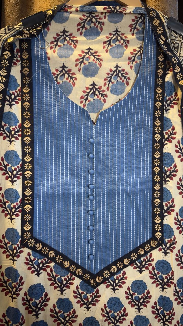 Pure Cotton Jaipuri Hand Block Print Designer Suit Set