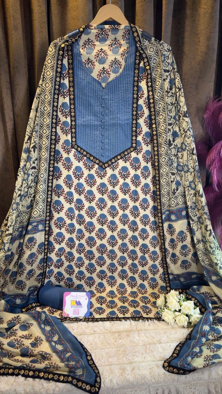 Pure Cotton Jaipuri Hand Block Print Designer Suit Set