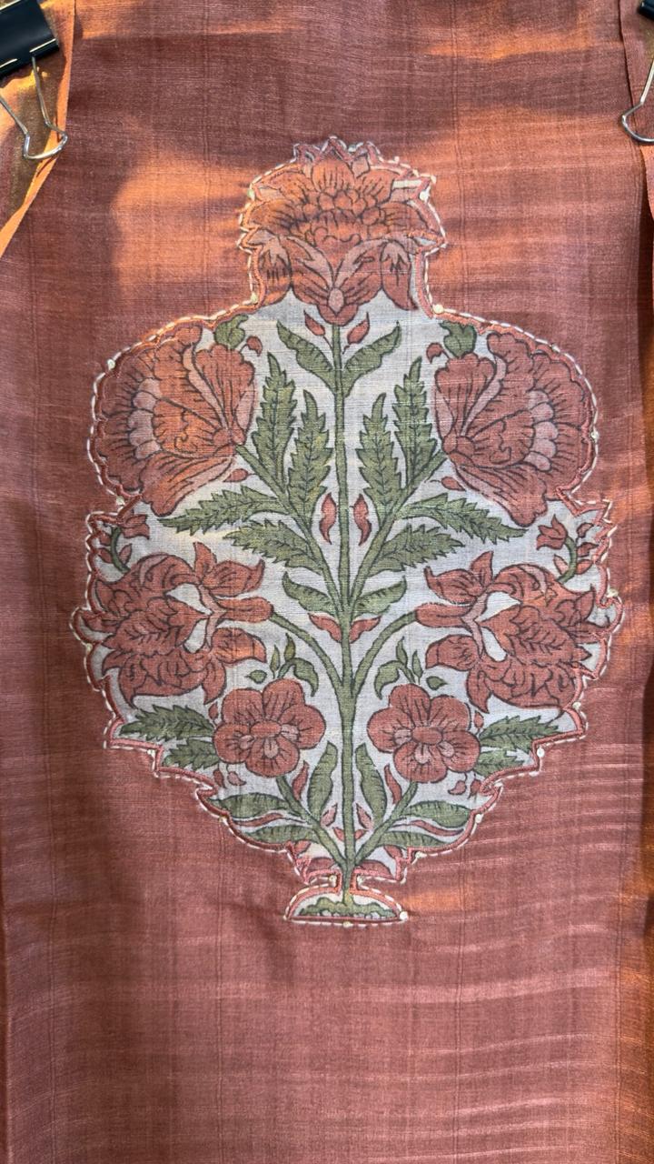 Raw Silk Jaipuri Print Designer Suit Set