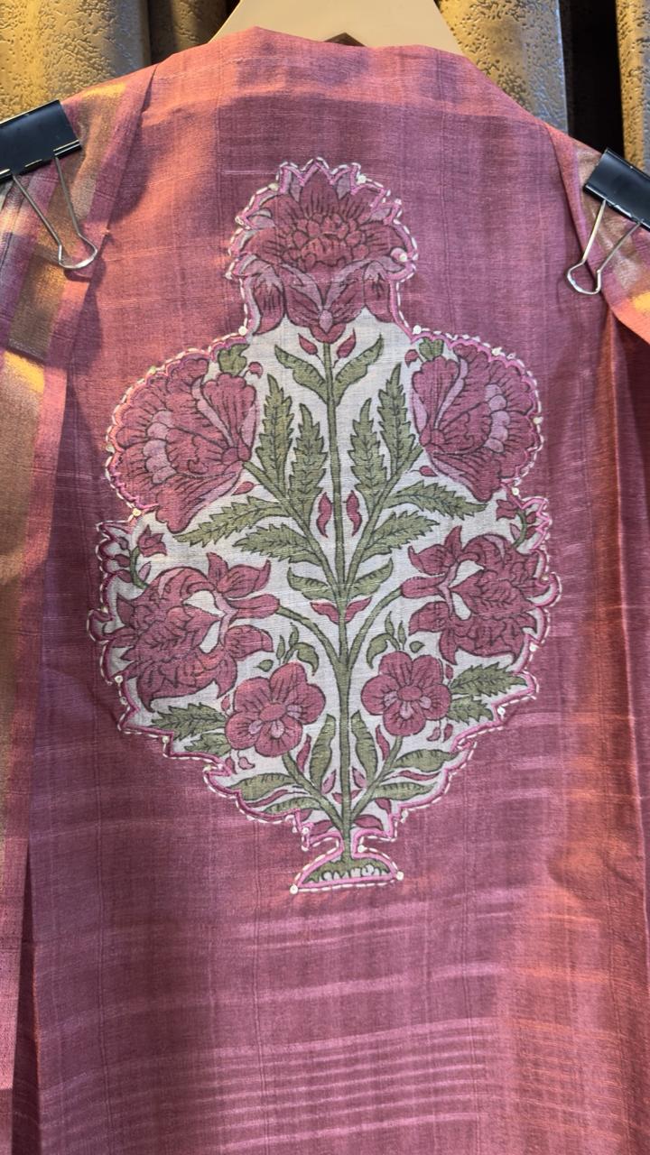 Raw Silk Jaipuri Print Designer Suit Set