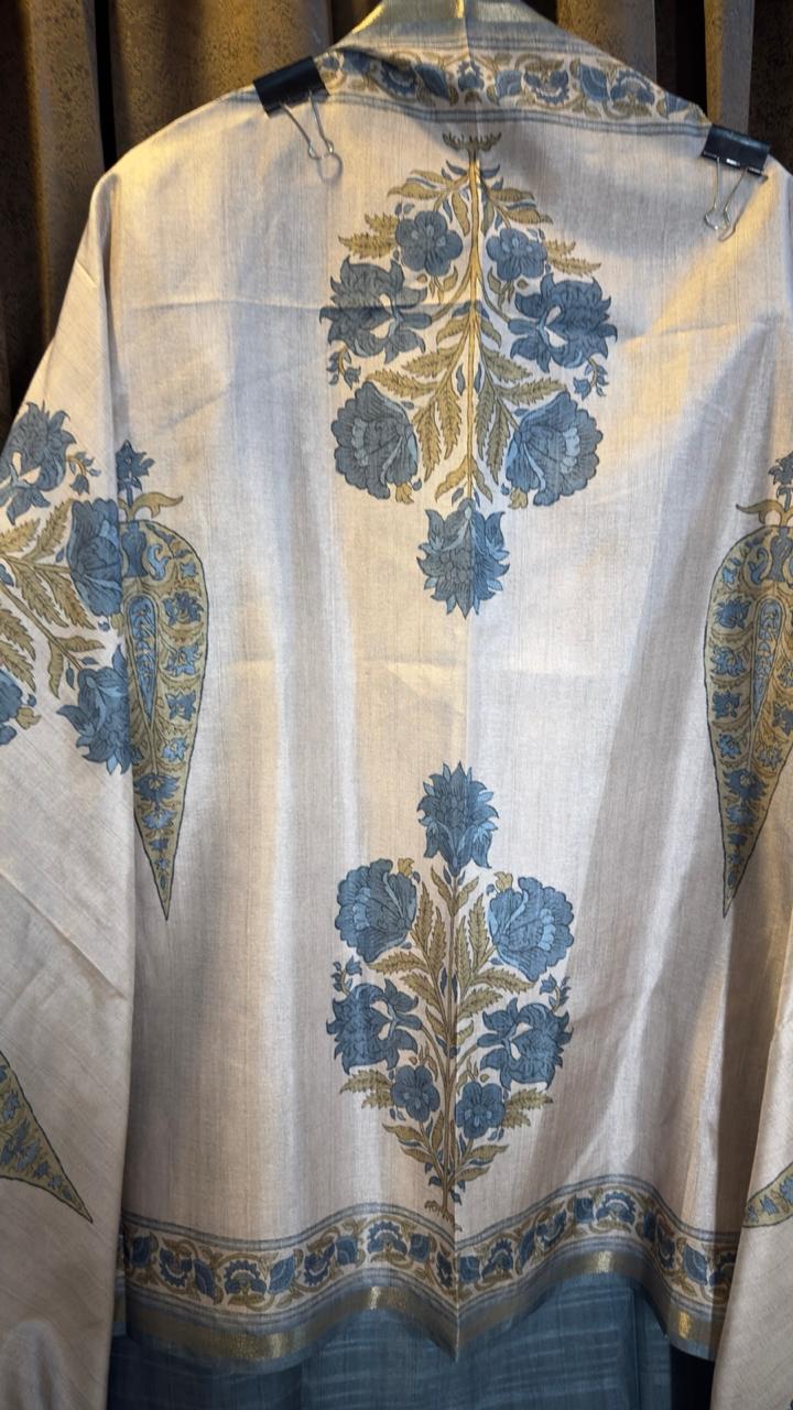 Raw Silk Jaipuri Print Designer Suit Set
