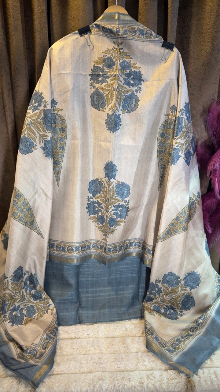 Raw Silk Jaipuri Print Designer Suit Set
