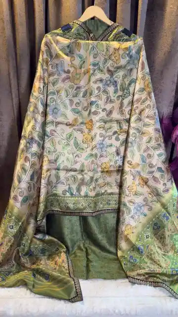 Pure Raw Silk Kalamkari Designer Suit Set