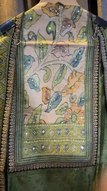 Pure Raw Silk Kalamkari Designer Suit Set